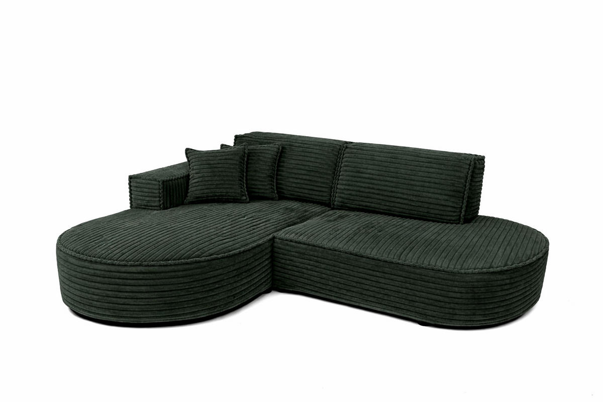 ECKSOFA L-Form, Cordstoff Velo, Grün, Links, Modena Studio - Grün, Holz (236/165cm) - Kaiser Möbel