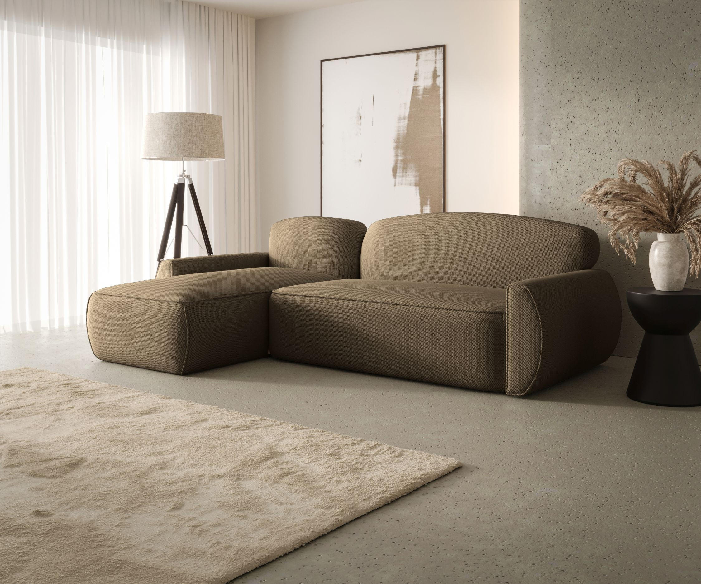 ECKSOFA mit Schlaffunktion LUCAS Curio 20 Links - Braun, Textil (240/145cm) - Bedante