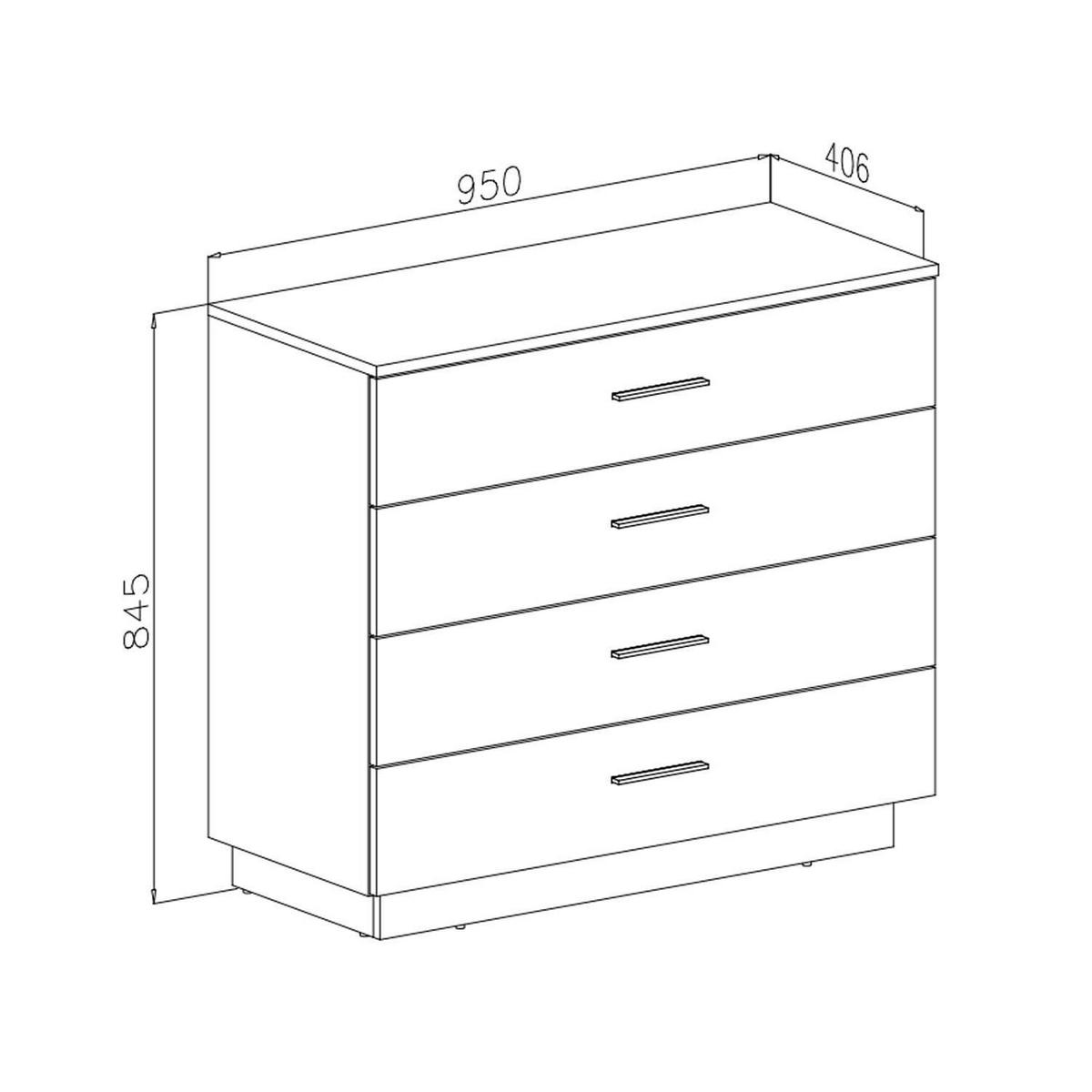 KOMMODE LINA mit Schubladen und goldenen Griffen - Weiß, Holzwerkstoff (95/84/40cm) - Lookway
