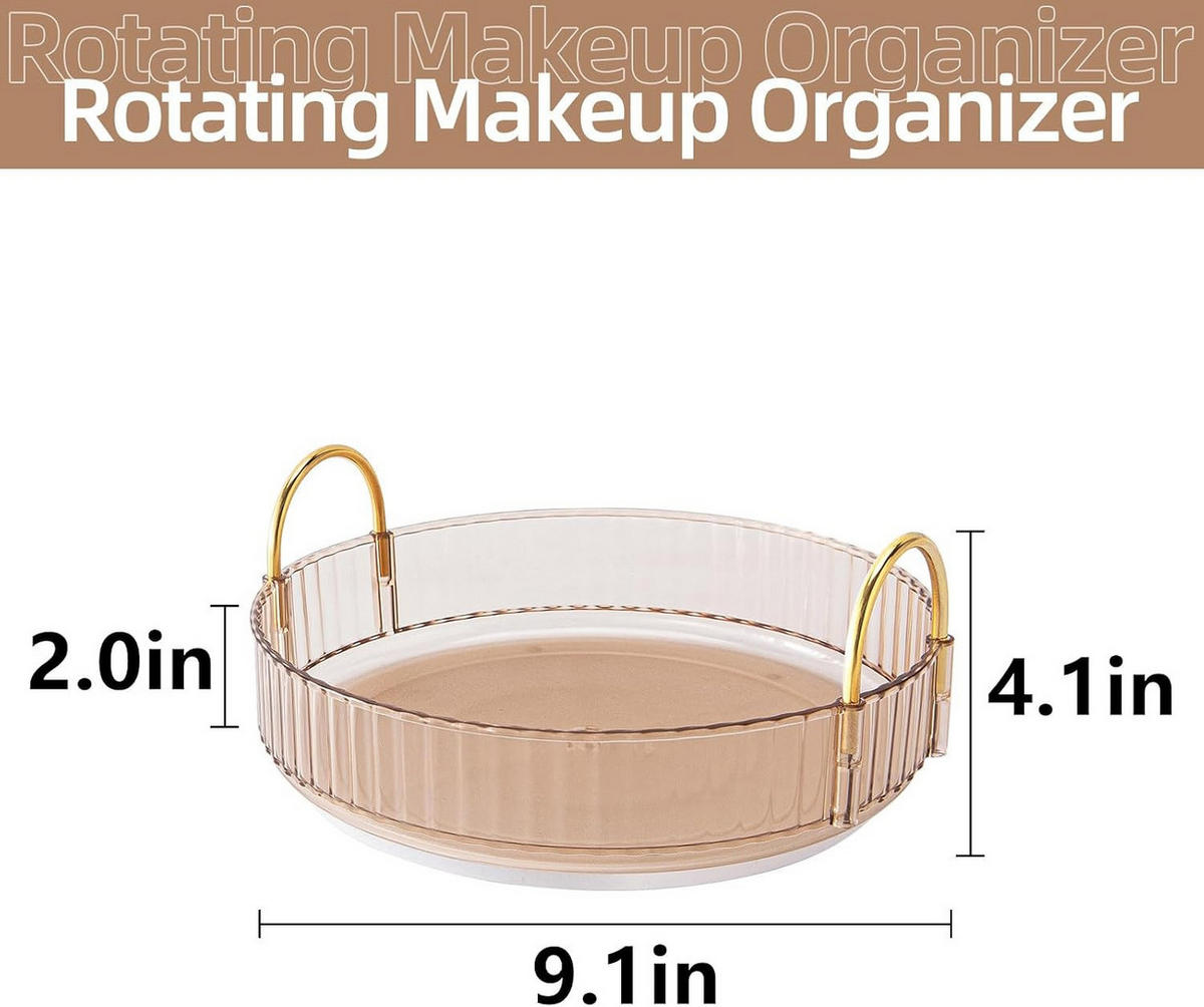 KOSMETIK-ORGANIZER, drehbar,Gold,23/23/10.5cm - Goldfarben, Kunststoff (23/6.5/23cm)