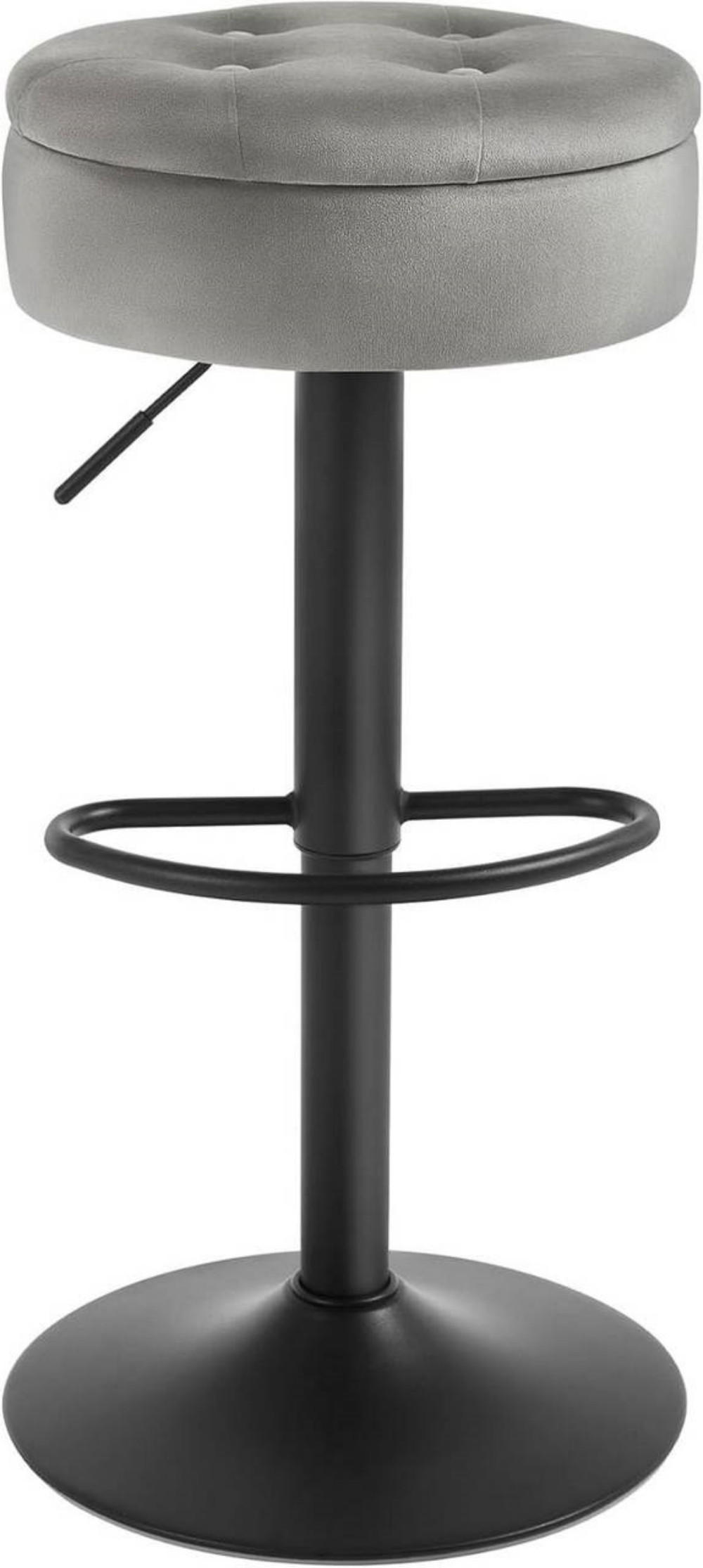 BARHOCKER mit Stauraum, drehbar, Samt, Hellgrau - Hellgrau/Schwarz, Textil/Metall (39/60.5/39cm) - Woltu