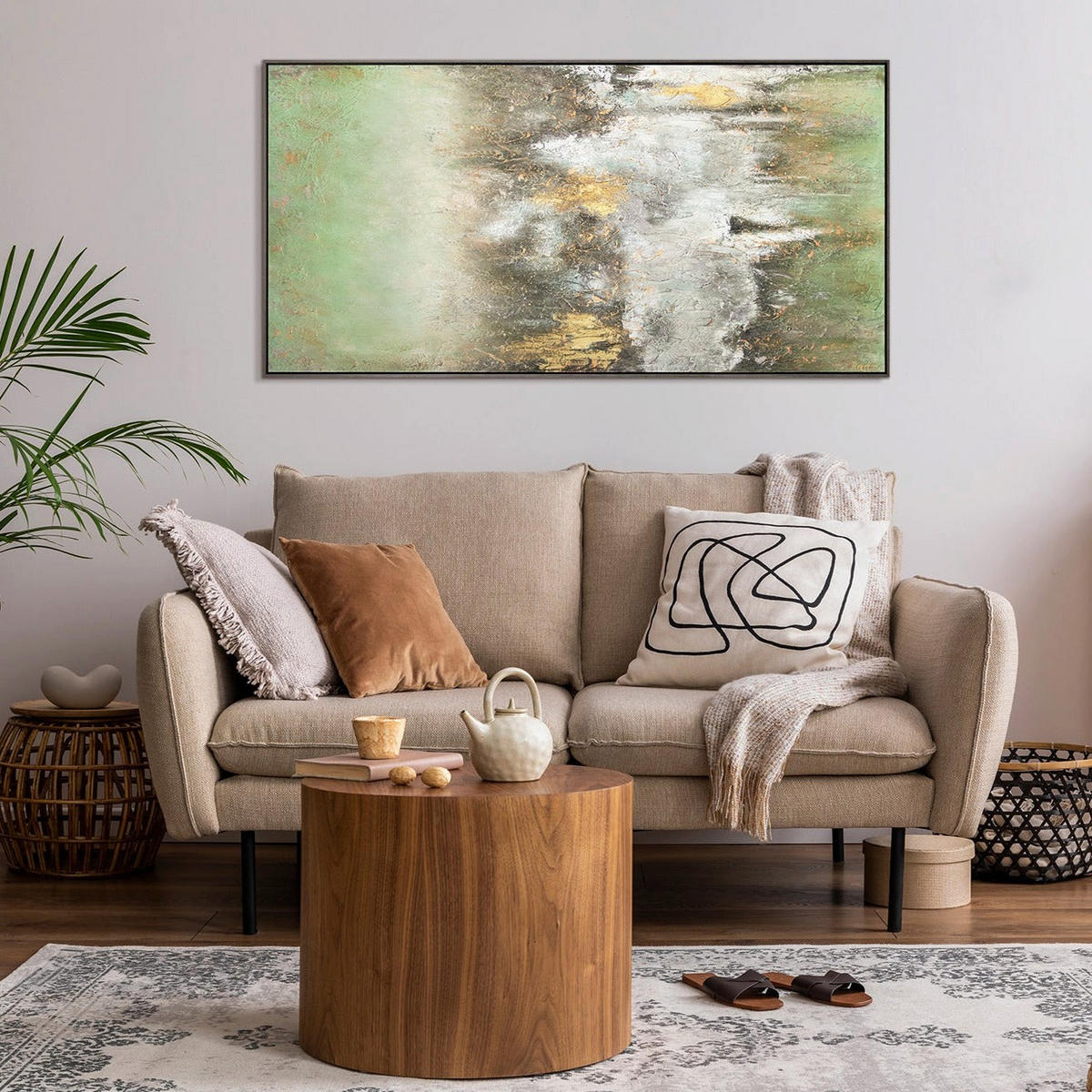 GEMÄLDE Ruhe vorm Sturm Schattenfugenrahmen Grau 120x60 cm - Grau, Holz (120/60cm) - YS-art gallery