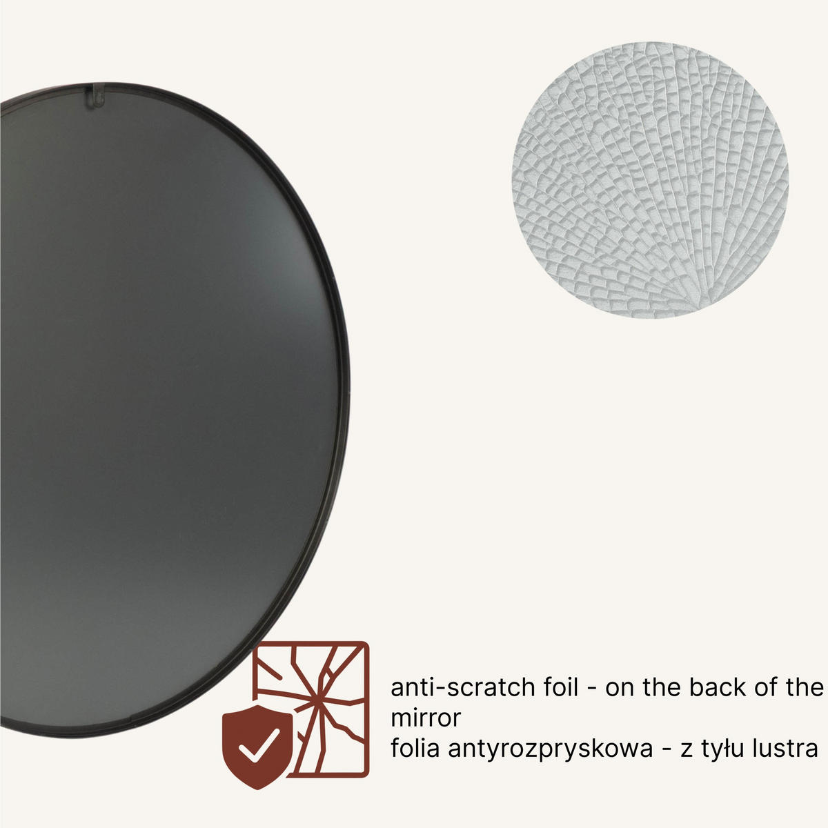 SPIEGEL Metallrahmen Noor Ø 80 cm - Schwarz, Metall (80/80/3cm) - STILOVO