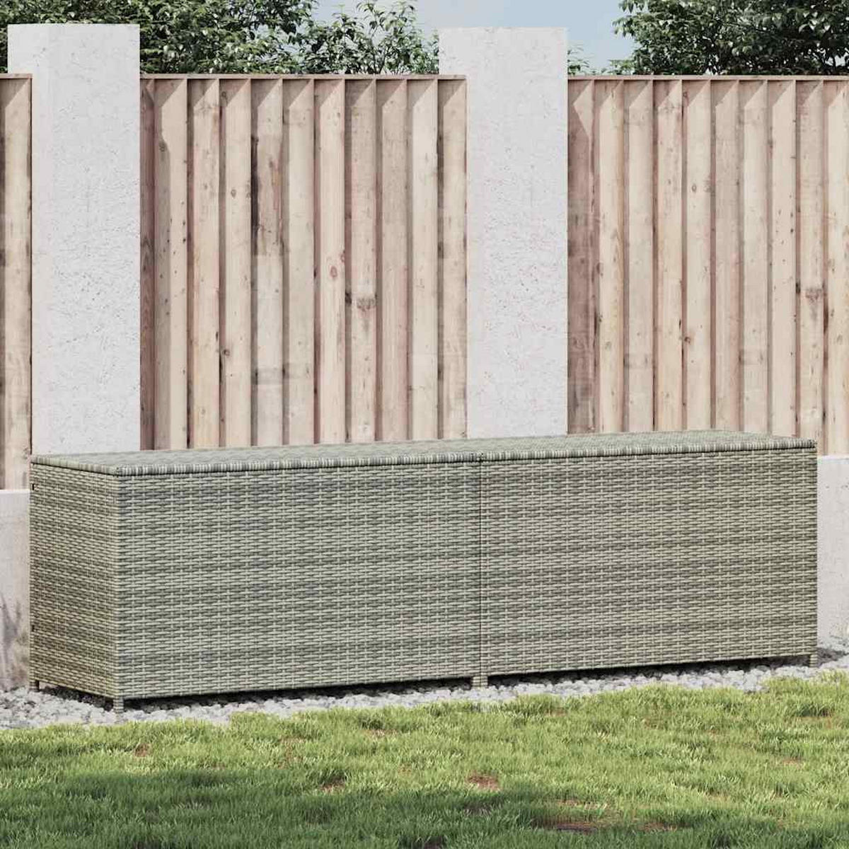 GARTENBOX Poly Rattan 200x50x60 cm Grau - Grau, Kunststoff (200/60/50cm) - furnicato