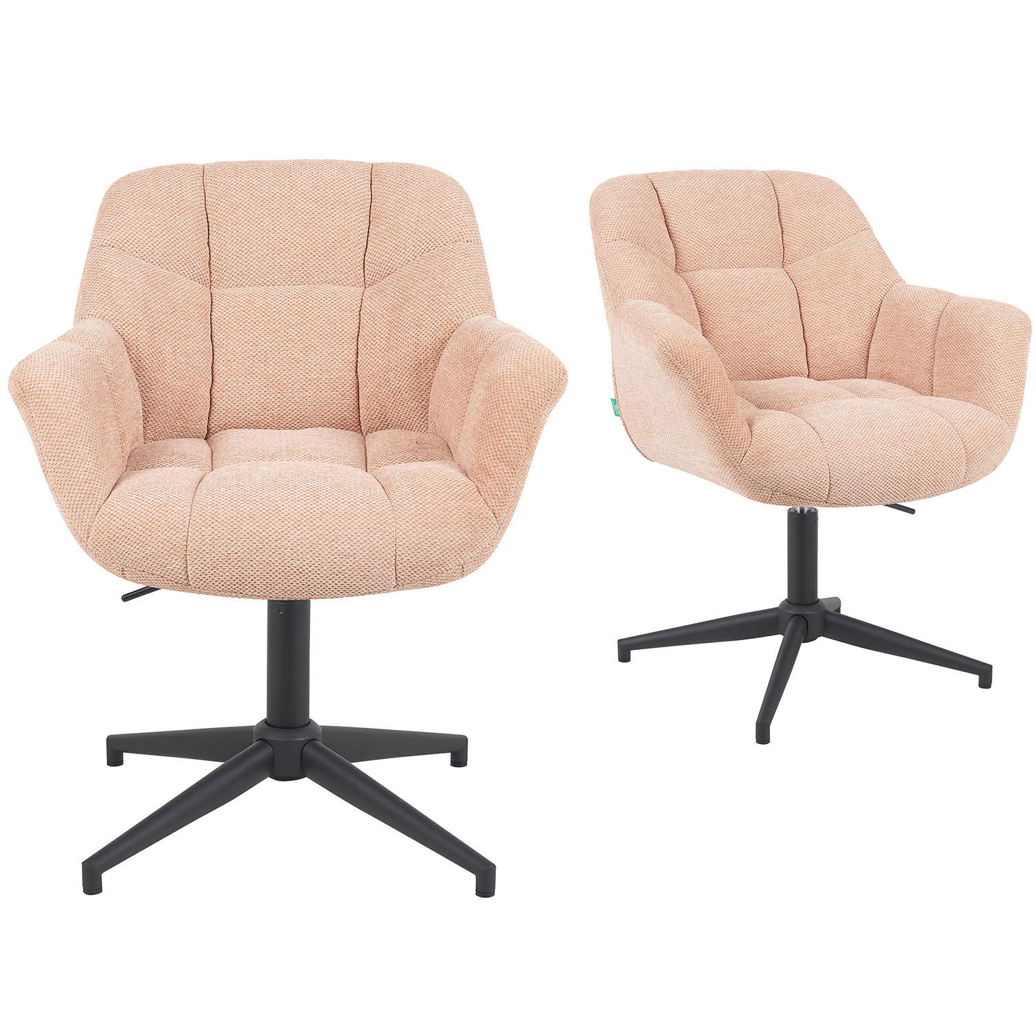 BÜROSTUHL Mika-Nala - Schwarz/Rosa, Textil/Metall (65/78/66cm) - DUBI Möbel