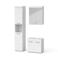 BADMÖBEL-SET Luna Weiß 3 Teile, mit Hochschrank - Weiß, Holzwerkstoff (60/56/34cm) - Vicco