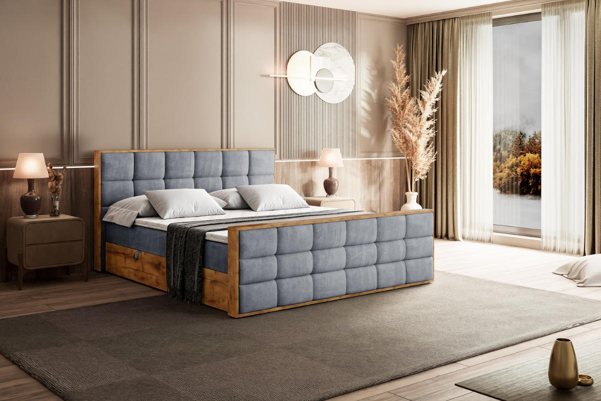 BOXBETT mit Matratze H4 und Lattenrost - LOLLI2-Z - 180x200 - Grau Casablanca - Grau, Holzwerkstoff (180/200cm) - ALTDECOR