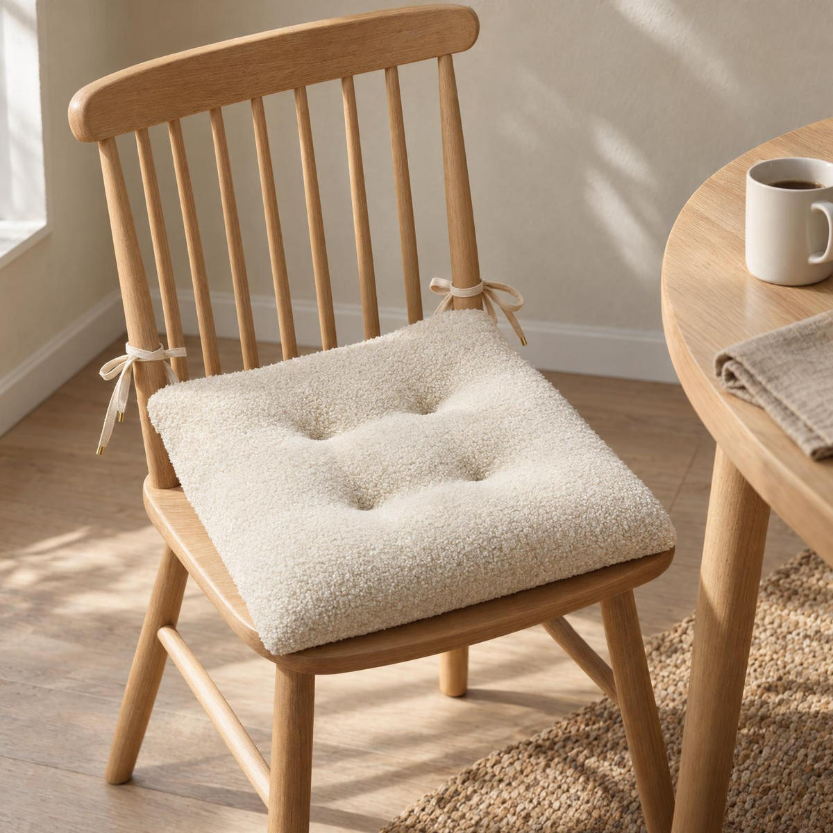 STUHLKISSEN mit Steppnaht Wooly Beige 38/38/6 cm - Beige, Textil (38/38/6cm) - Douceur d´intérieur