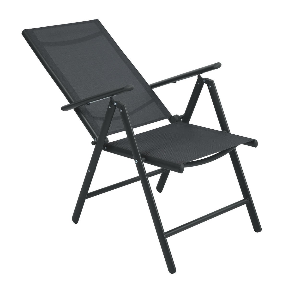 GARTENSTUHL Aluminium (2er Set) - Schwarz, Metall (55/108/68cm) - SVITA