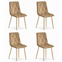 ESSZIMMERSTUHL 4-er Set TYRA brauner Sitz, Beine in Holzfarbe - Eichefarben/Braun, Textil (44.5/87/54.5cm) - Valora