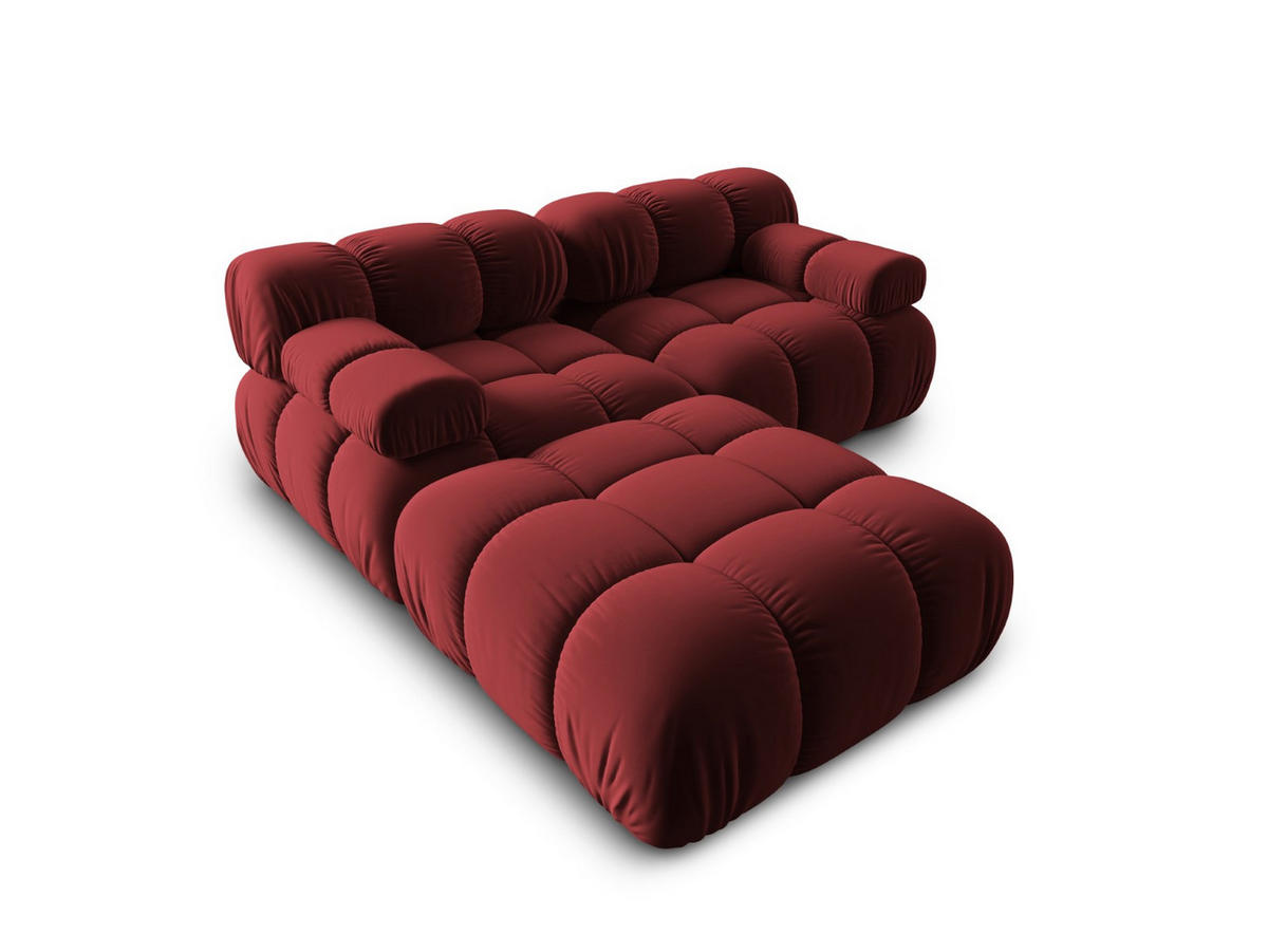 MODULARES-SOFA Bellis aus Samt dunkelrot 3 Sitzplätze - Dunkelrot, Textil (188/63/188cm) - Micadoni