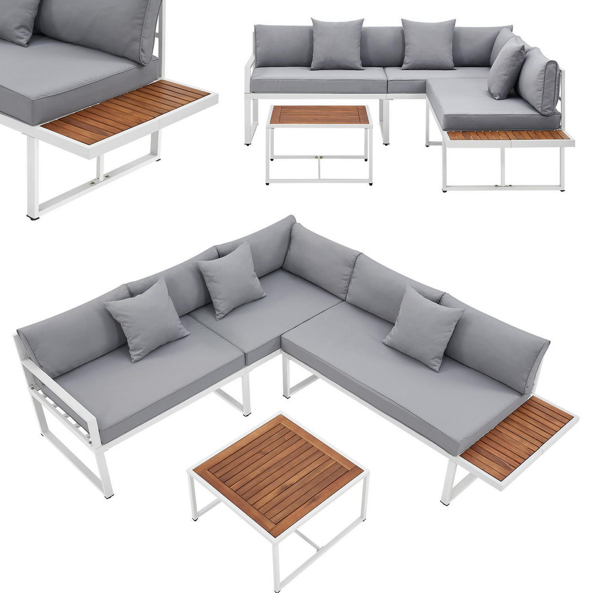 LOUNGEGARNITUR St. Tropez weiß - Weiß, Metall - Juskys