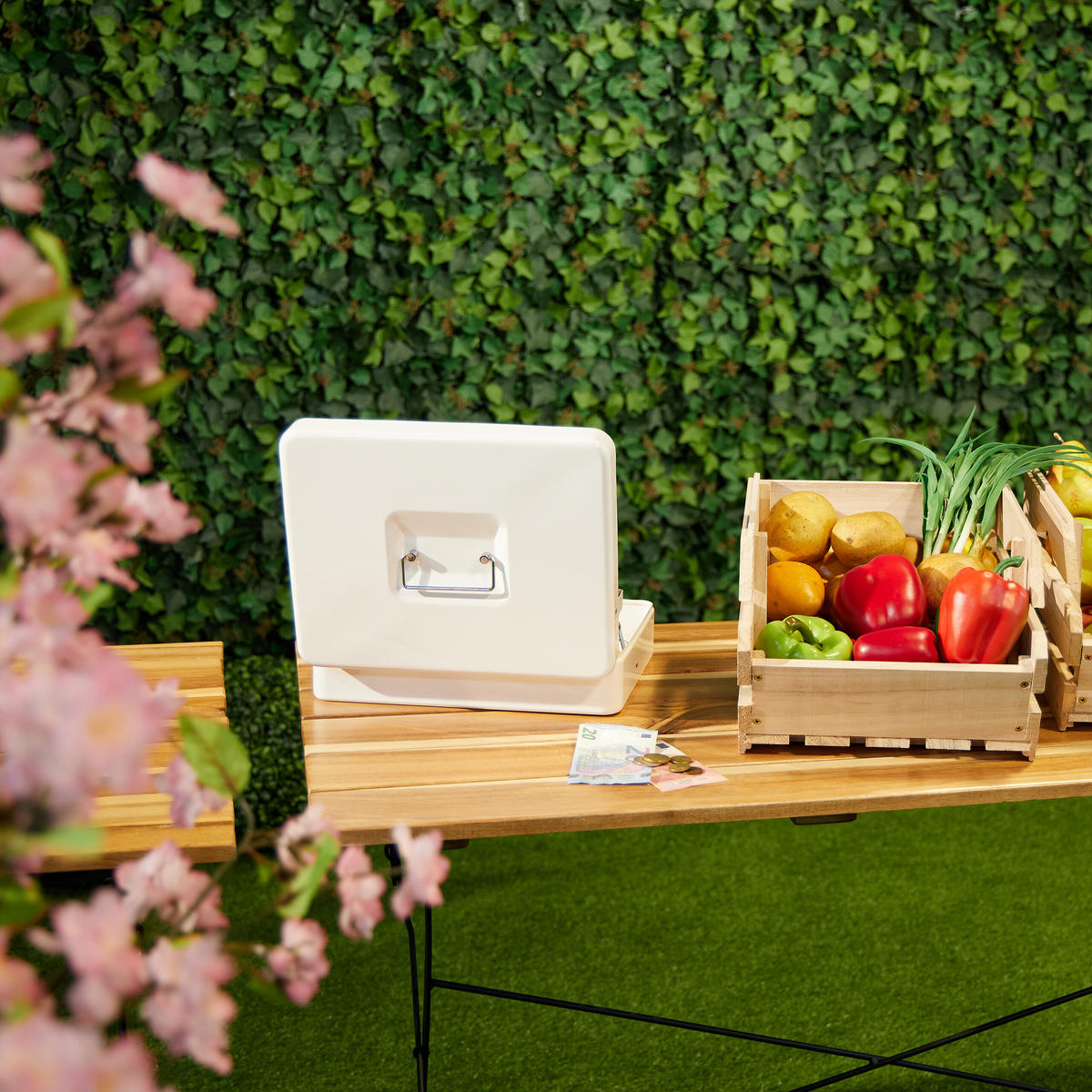 POKLADNIČKA na euro mince - zelená, kov/plast (30.5/8.5/25cm) - Relaxdays