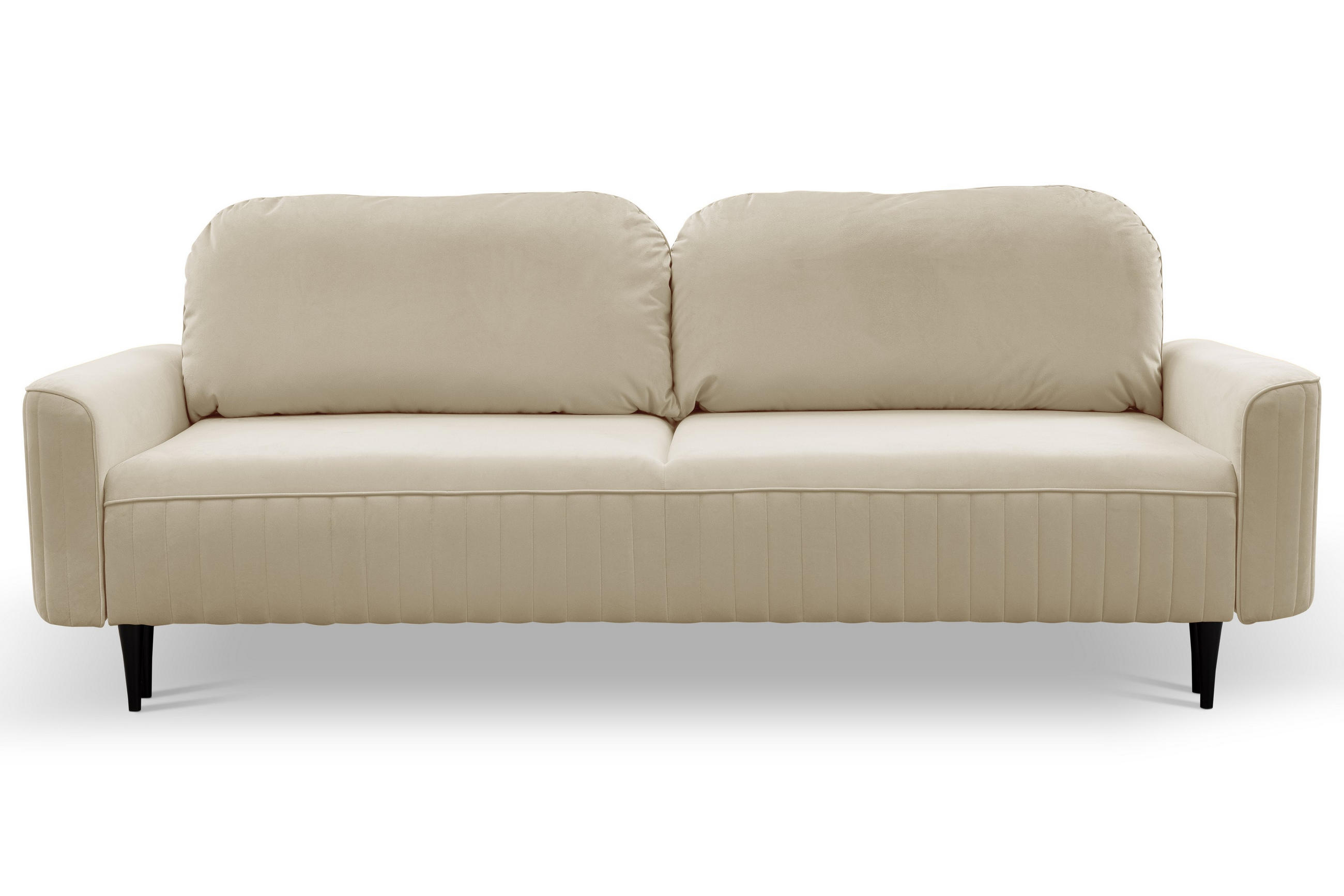 BETTSOFA FILO Beige Velours-Stoff mit Schlaffunktion - Beige, Holz (244/92/102cm) - MASSENO