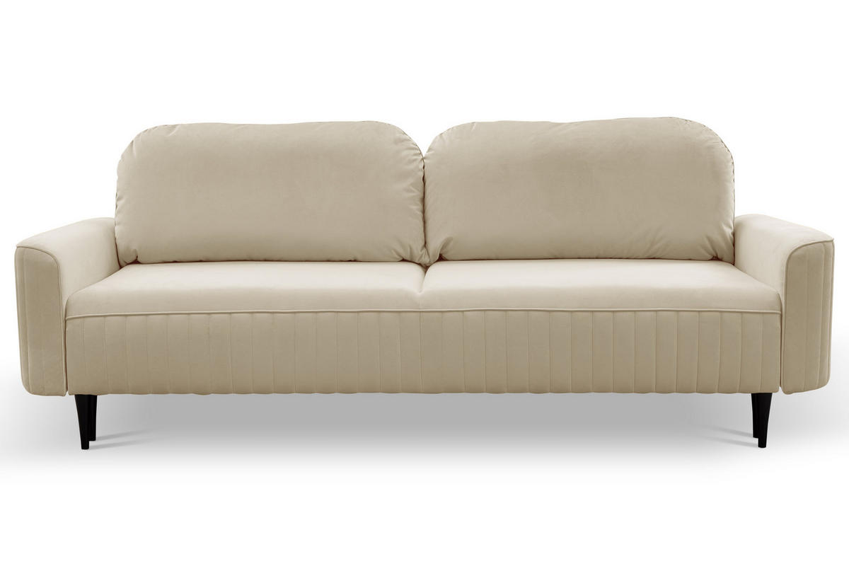 BETTSOFA FILO Beige Velours-Stoff mit Schlaffunktion - Beige, Holz (244/92/102cm) - MASSENO