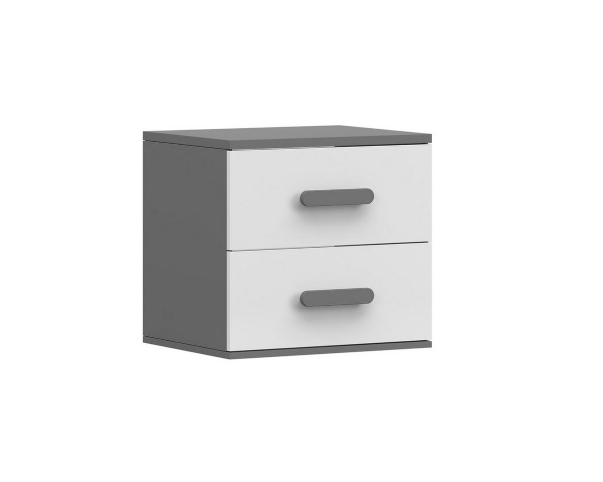 KINDER-NACHTTISCH INGE 22 55/50/44 cm Weiß+Grau/Grau - Grau, Holzwerkstoff (55/50/44cm) - Deine Möbel 24