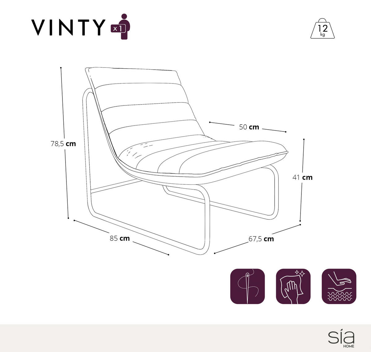 SESSEL Texturierter Samt Senf 67.5cm - Dunkelgelb, Textil (67.5/78.5/85cm) - Sia Home