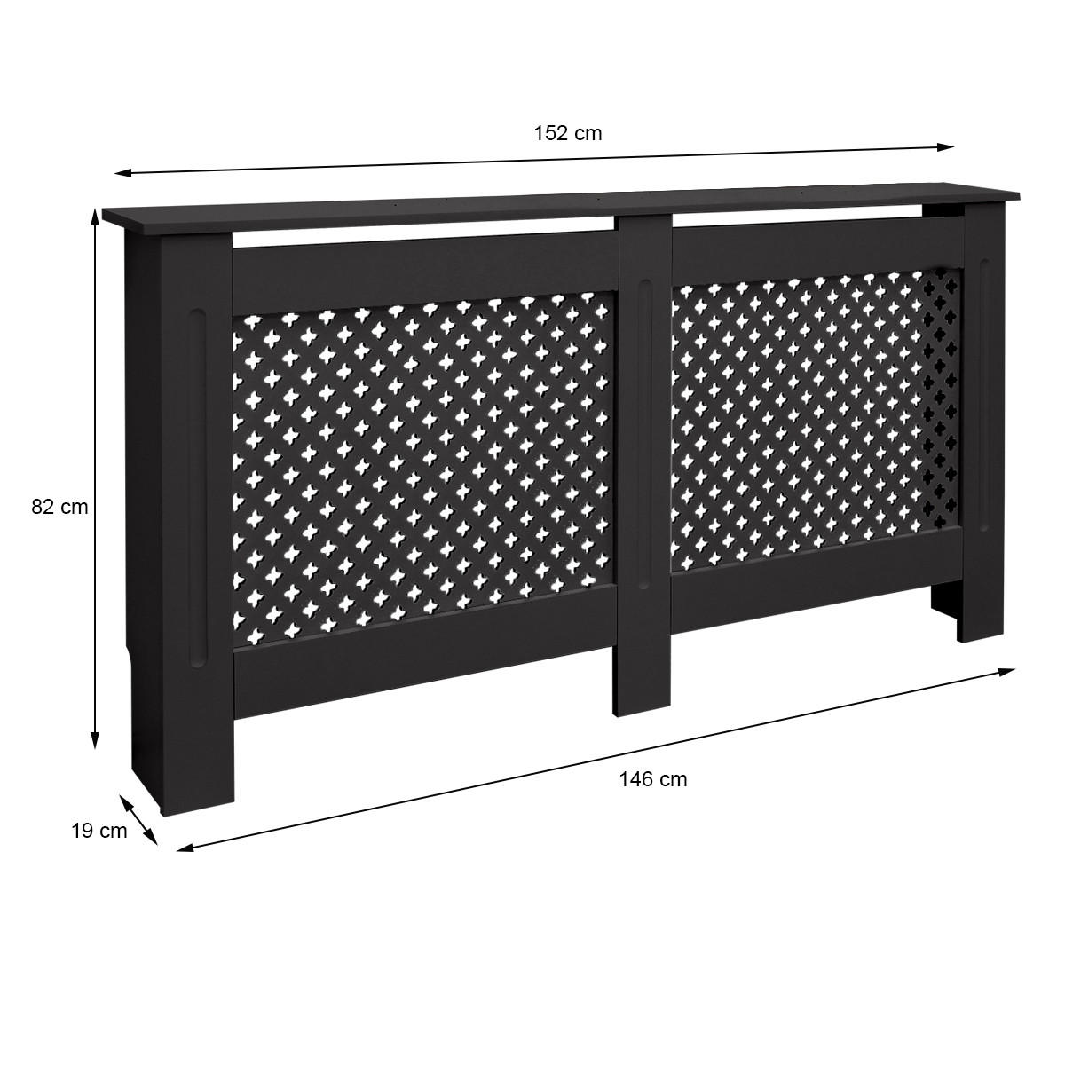 OBLOŽENÍ RADIÁTORU s voštinovým vzorem 152 x 19 x 82 cm černé - černá, kompozitní dřevo (19/152/82cm) - ECD-Germany