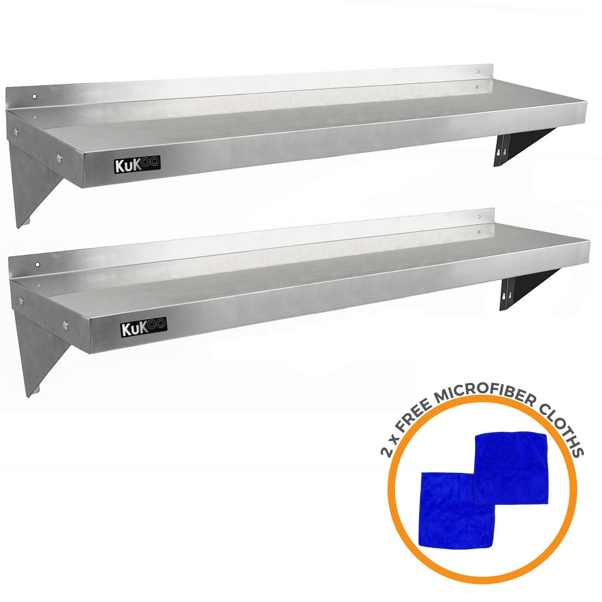 WANDREGAL 2 x 1400mm x 300mm - Silberfarben, Metall (140/23/30cm) - Kukoo
