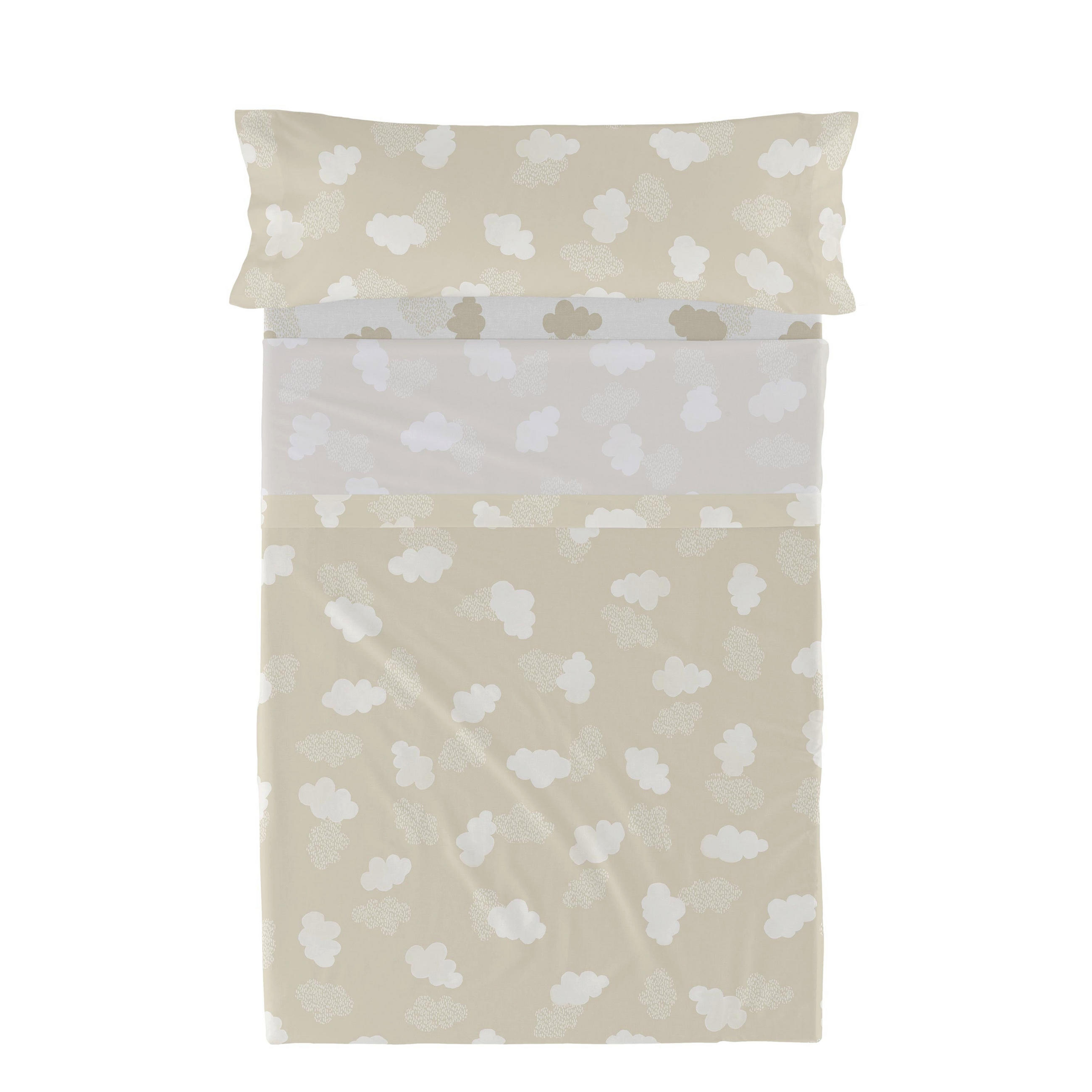 BETTWÄSCHE 2er-Set teiliges clouds 180x270 cm beige - Beige, Textil (180/270cm) - Happy Friday