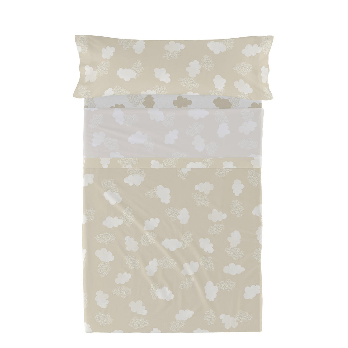 BETTWÄSCHE 2er-Set teiliges clouds 180x270 cm beige - Beige, Textil (180/270cm) - Happy Friday