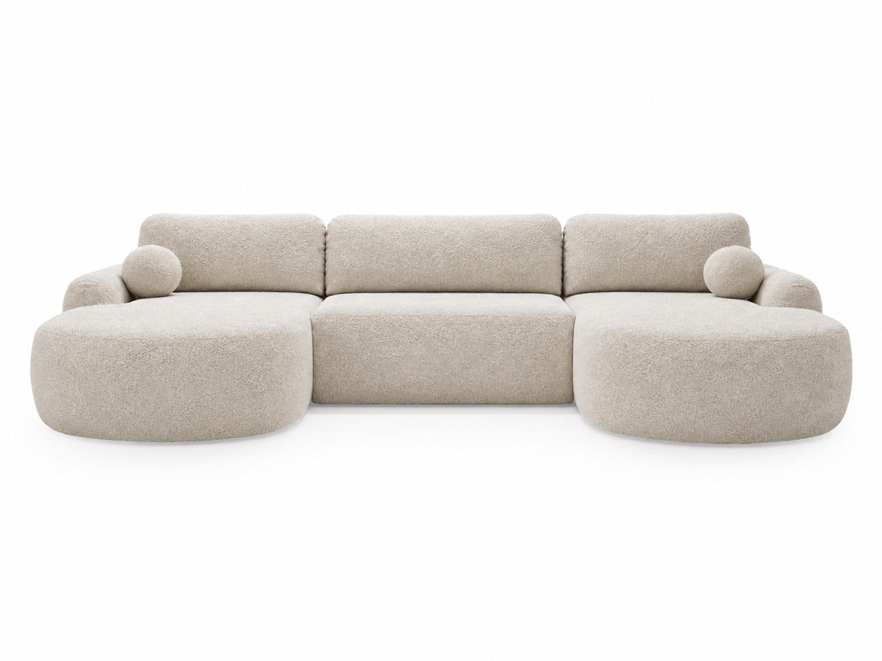 ECKSOFA Aurio U Bouclé-Stoff Weiß - Schwarz/Weiß, Kunststoff/Textil (347/177cm) - Graingold