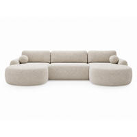 ECKSOFA Aurio U Bouclé-Stoff Weiß - Schwarz/Weiß, Kunststoff/Textil (347/177cm) - Graingold