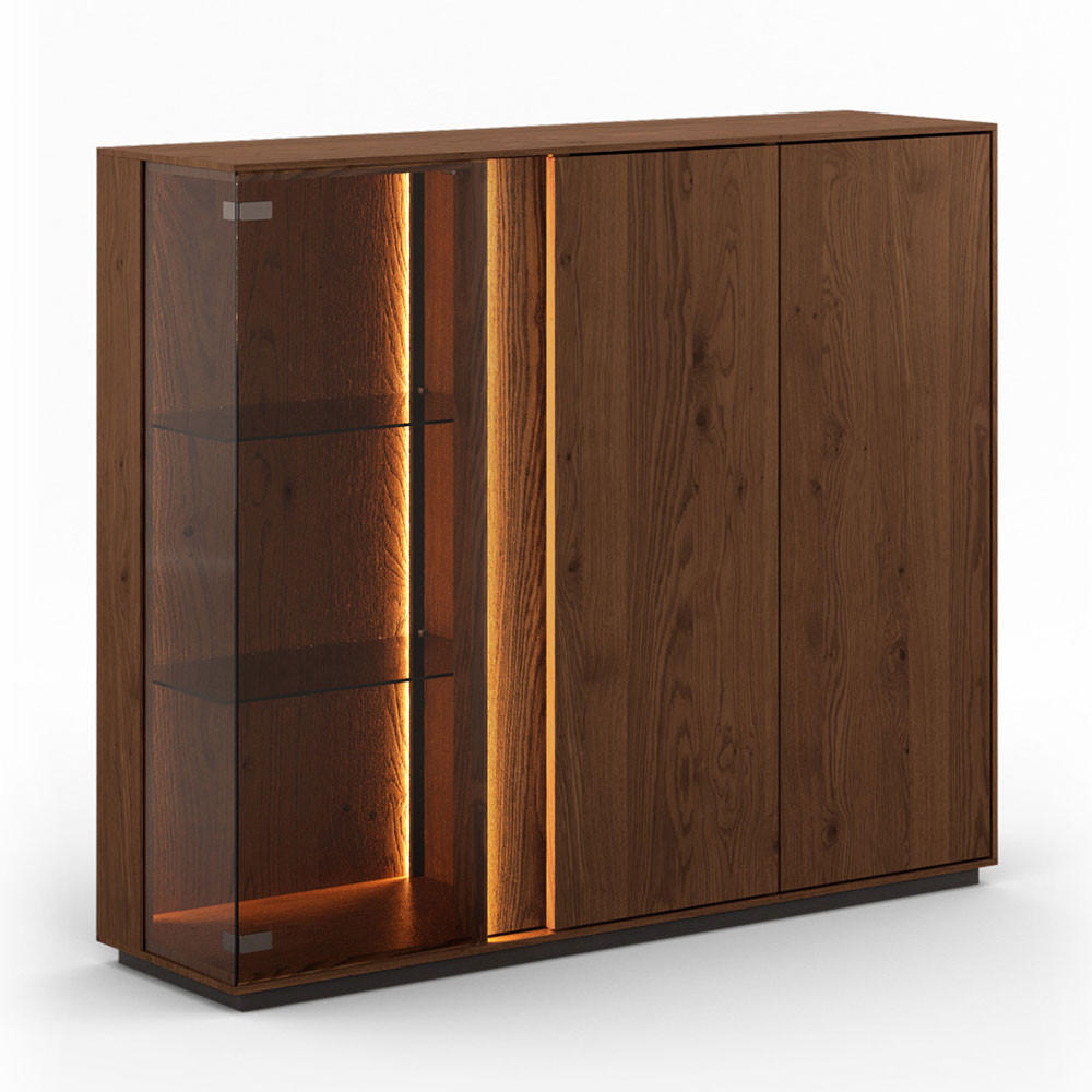 Feldmann-Wohnen Vitrine Wildeiche 135x115x37 cm