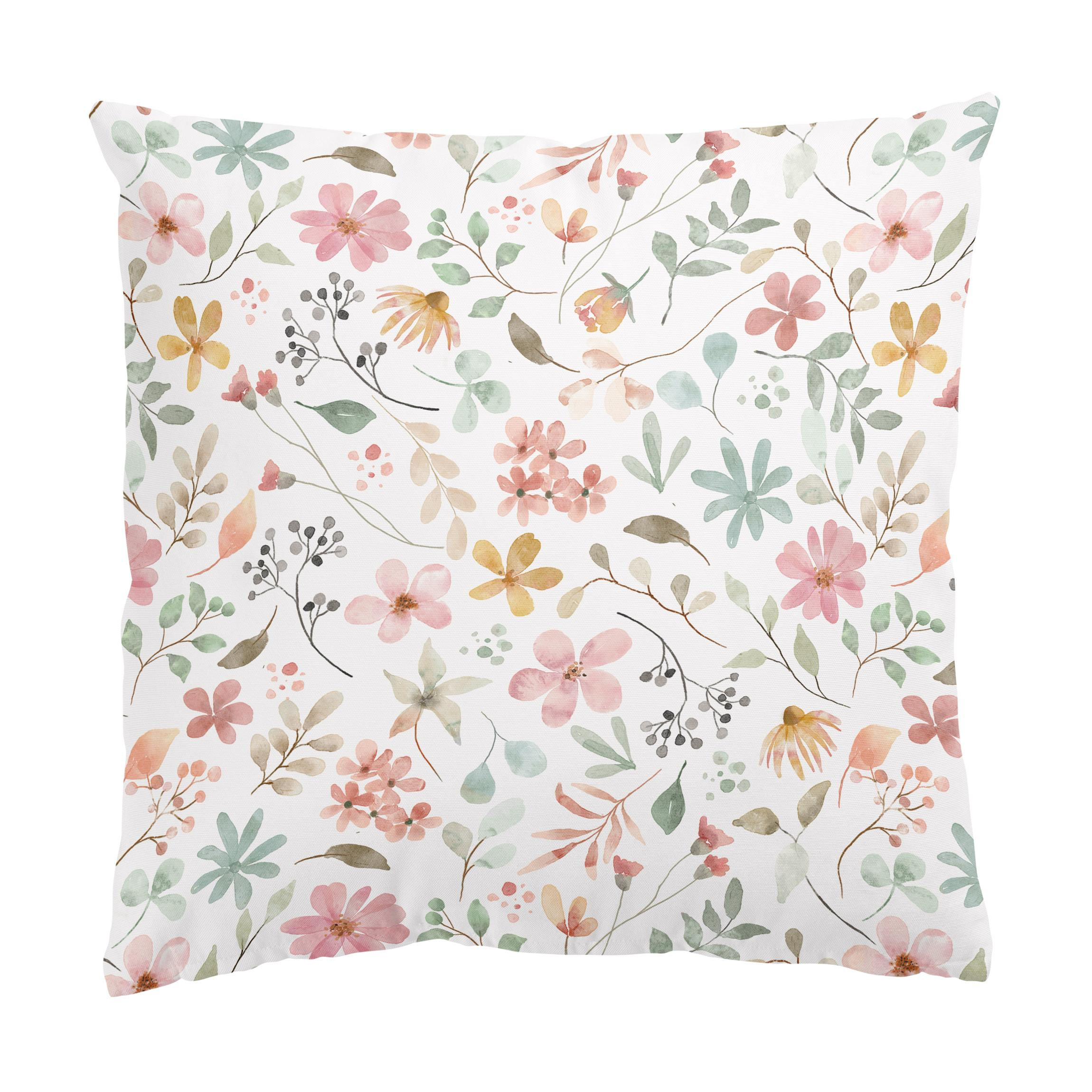 KISSENBEZUG Blumen Muster Pastell Aquarell 50/50 cm - Pastellblau, Textil (50/50cm) - Bilderwelten