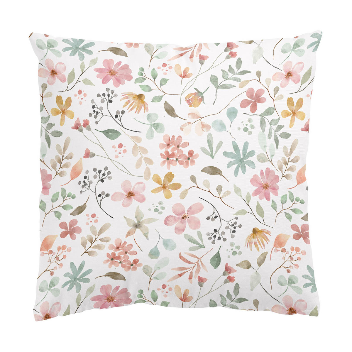 KISSENBEZUG Blumen Muster Pastell Aquarell 50/50 cm - Pastellblau, Textil (50/50cm) - Bilderwelten