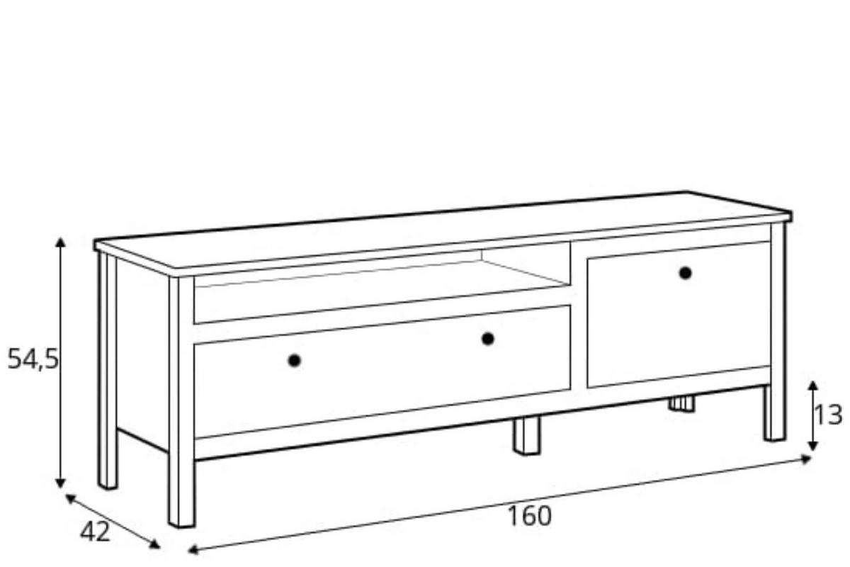 LOWBOARD FARGE mit geräumiger Schublade, weiß - Weiß, Holz (160/55/42cm) - KONSIMO®