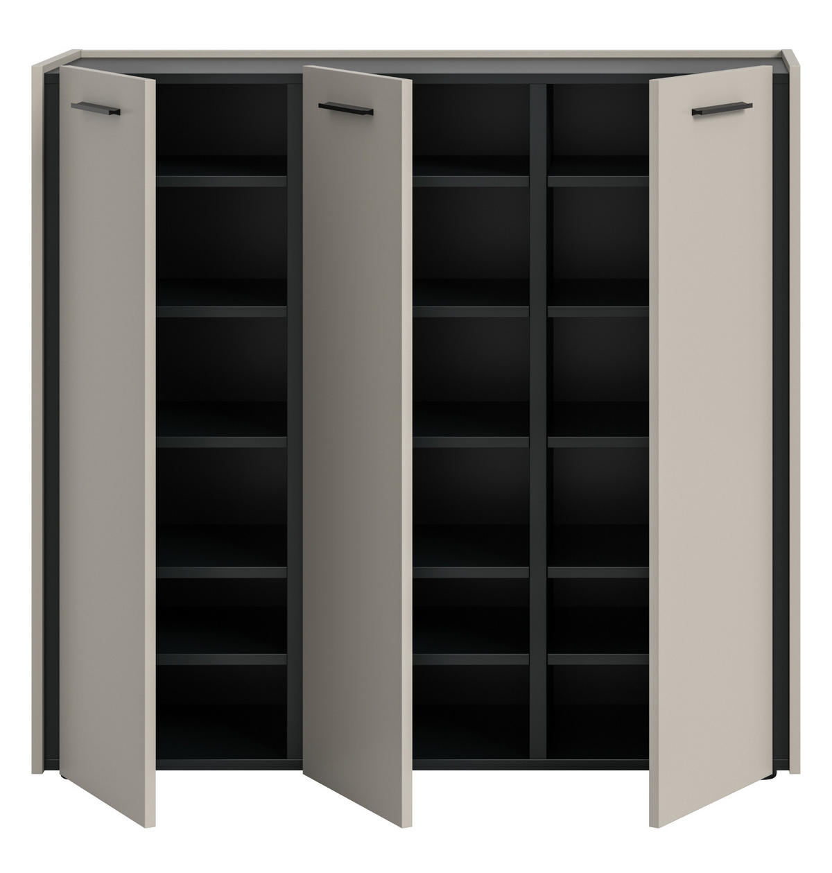 SCHUHSCHRANK Kaschmir 113 x 106 cm, Flurkommode mit Soft-Close - Kaschmir/Schwarz, Holzwerkstoff/Kunststoff (113/106/37cm) - Inn.Furn