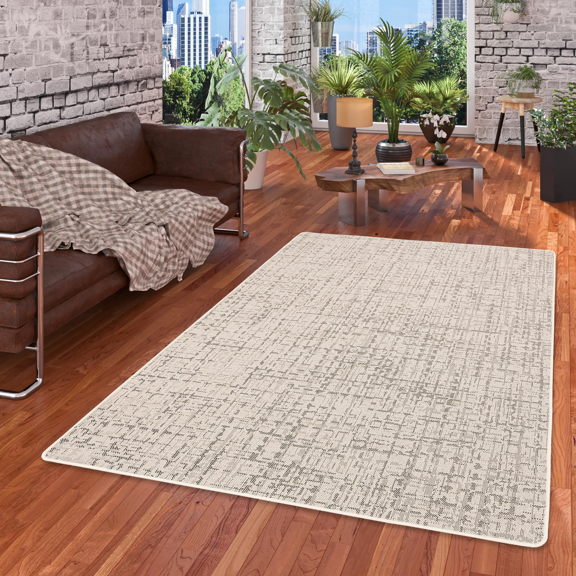 IN & OUTDOOR TEPPICH FLACHGEWEBE OSLO KARO MODERN - Creme, Textil (100/300cm) - Snapstyle