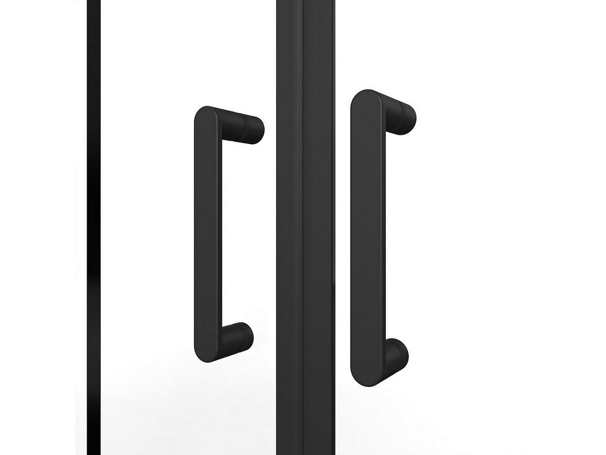 DUSCHTÜR Schiebetür doppelt - Metall matt Schwarz - Glas kalkabweisend - 140 x 195 cm - BAVIODA - Schwarz, Metall (140/195cm) - Vente-Unique