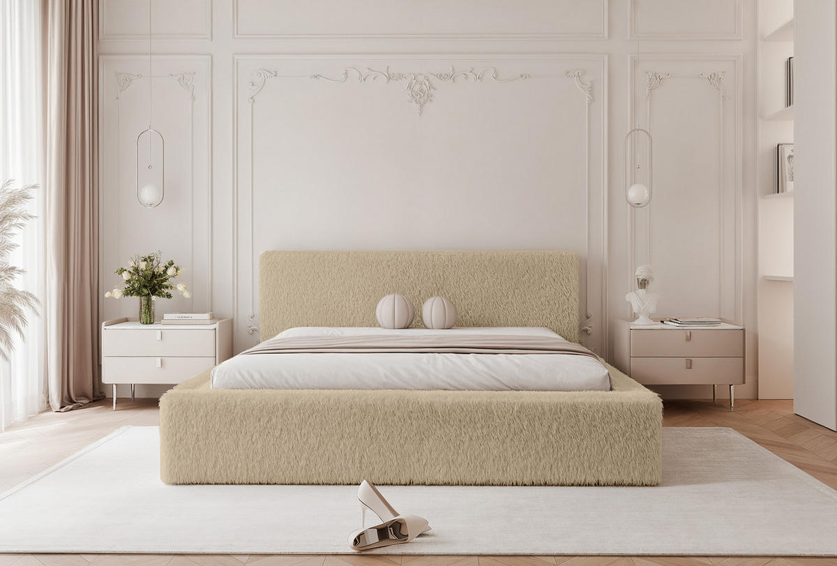 POLSTERBETT FLUMIA 180x200 cm, Beige - Beige, Textil (200/180cm) - Fedve