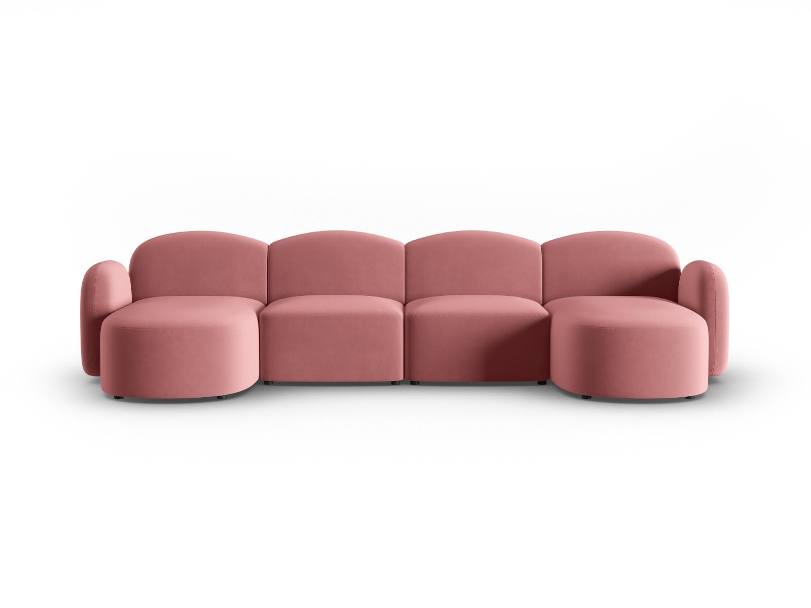 PANORAMASOFA Blair aus Samt lachs 6 Sitzplätze - Pink, Textil (155/80/350cm) - Micadoni