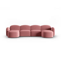 PANORAMASOFA Blair aus Samt lachs 6 Sitzplätze - Pink, Textil (155/80/350cm) - Micadoni