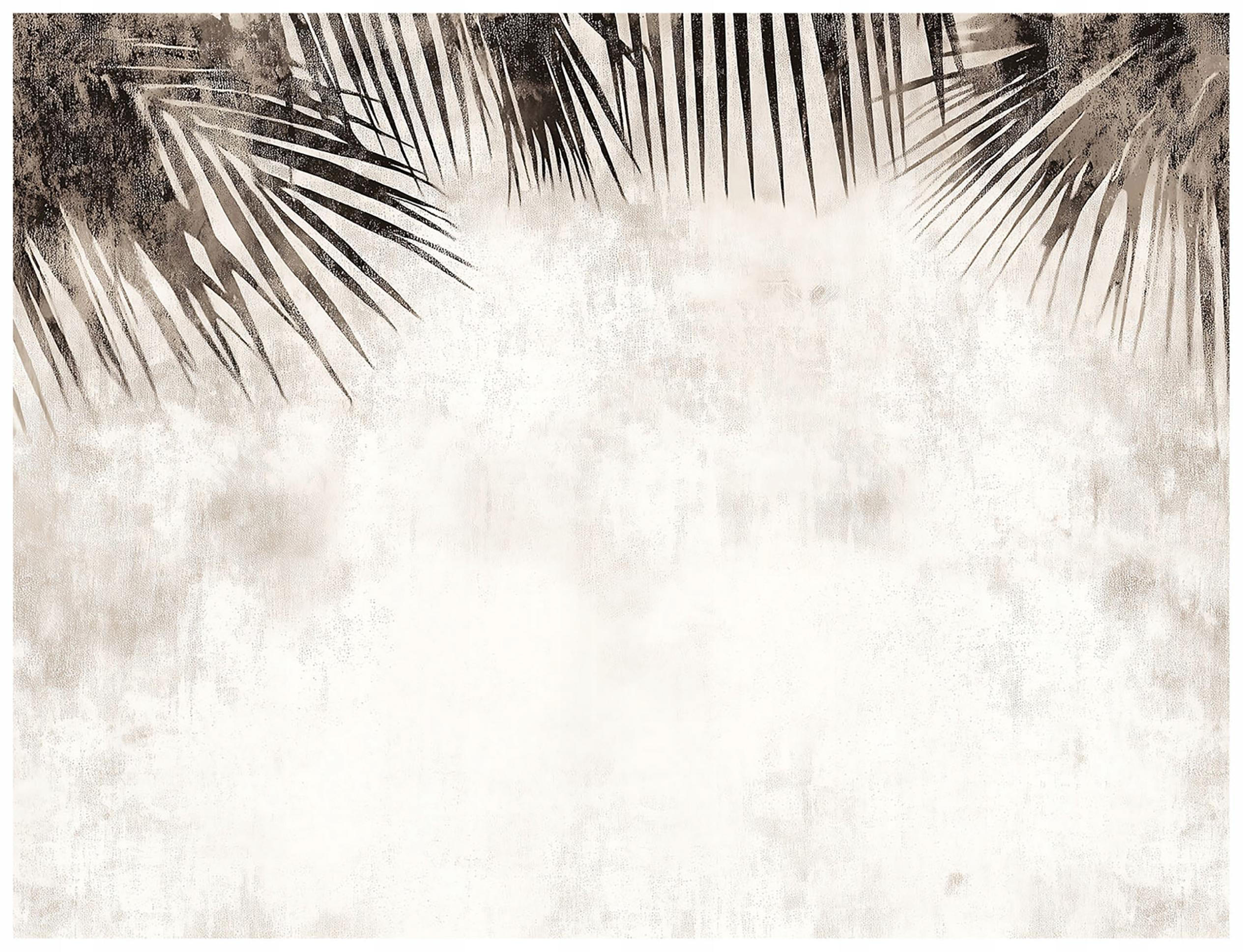 FOTOTAPETE Blätter Boho Beige Beton Wohnzimmer Tapete 350x250 - Beige, Papier (350/250cm) - Wallarena