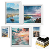 WANDBILDER 5er-Set - 50x50 cm & 20x30 cm & 40x60 cm Weißer Rahmen - Berglandschaften, Wasserfälle - Weiß, Kunststoff (40/60cm) - ArtPrintCave