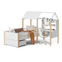 HAUSBETT 90/200 cm in Weiß mit Schreibtisch, Regal und Stauraum - Weiß, Holz (90/200cm) - Flora Grace