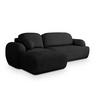 ECKSOFA MODENZA N L-S Schwarz Boucle-Stoff mit Schlaffunktion - Schwarz, Holz (266/148cm) - MASSENO