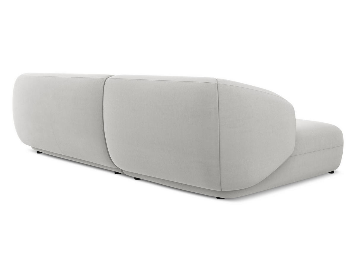 ECKSOFA Links Samt Stoff Grau - Silberfarben/Schwarz, Kunststoff/Textil (156/280cm) - Makamii