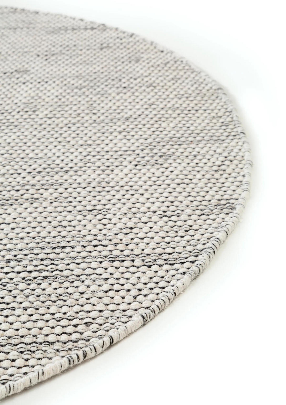 WOLLTEPPICH Rocco Beige/Schwarz ø 250 cm rund - Beige, Naturmaterialien/Textil (250/250cm) - benuta Pure