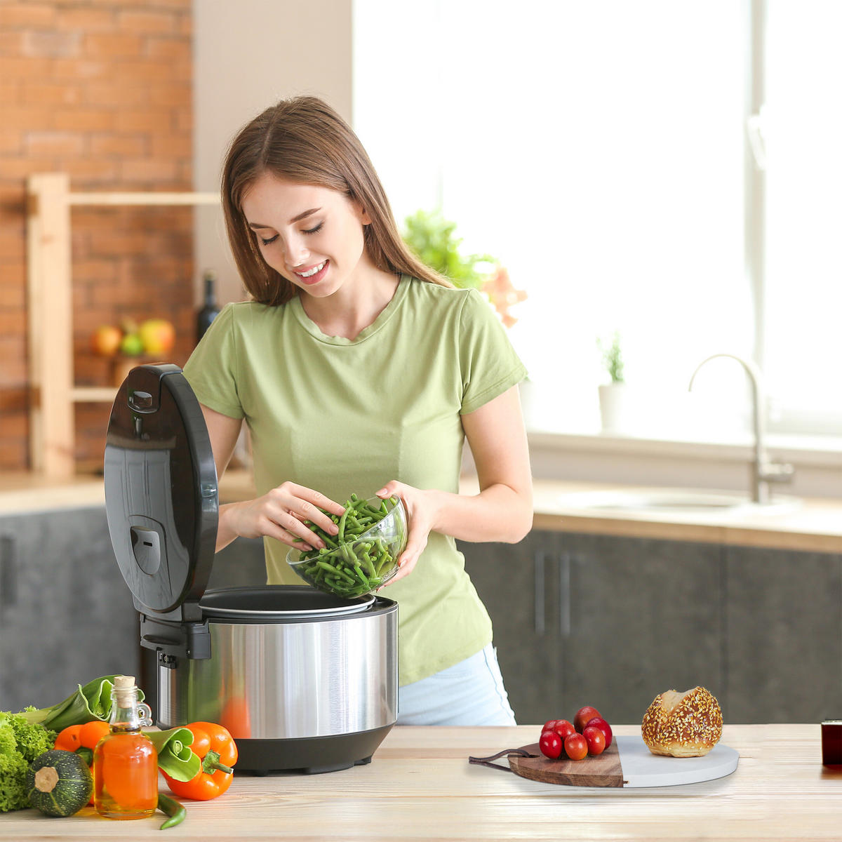 SCHNEIDEBRETT - Multicolor, Holz/Stein (25/25cm) - Relaxdays