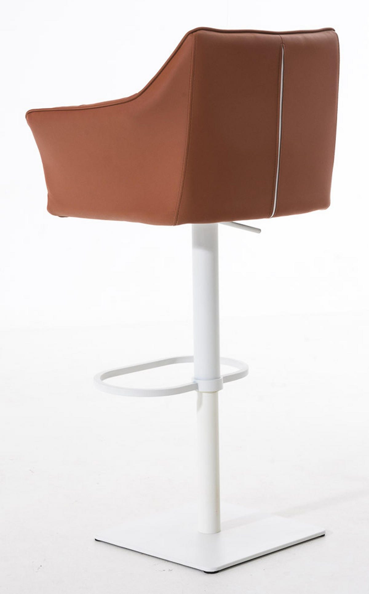 BARHOCKER 2er Set Damaskus Kunstleder weiß hellbraun - Braun/Weiß, Textil/Metall (64/110/48cm) - TPFLiving