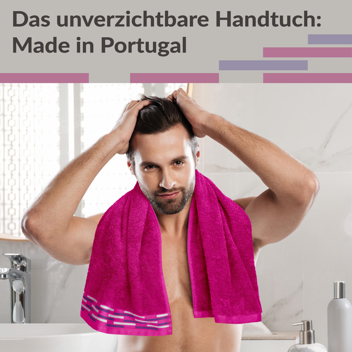 HANDTUCH Lugano Purpur 2er 50x100 cm - Pink, Textil (50/100cm) - Lashuma