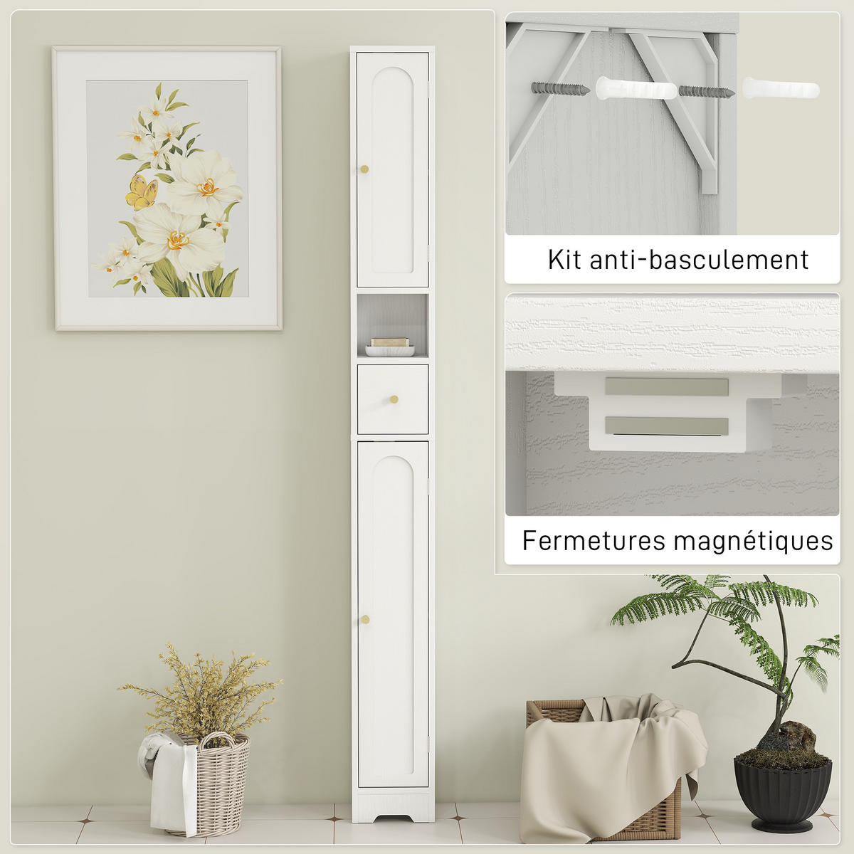 HOCHSCHRANK DE-12539 20/20/185 cm Weiß - Weiß, Holzwerkstoff (20/185/20cm) - ComfortXL