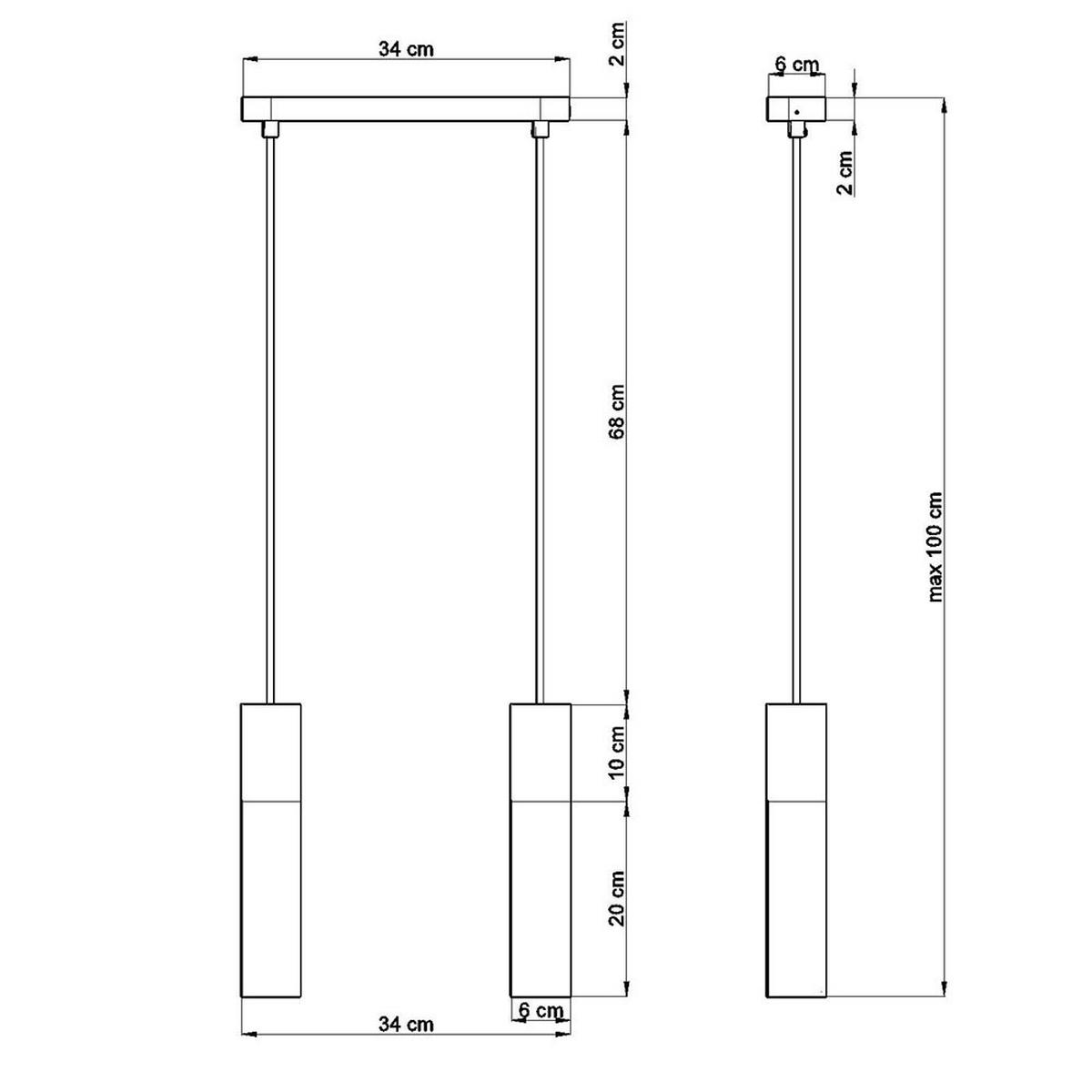 LED HÄNGELEUCHTE Stahl Schwarz Holz 2-flammig - Schwarz, Holz (34/8/100cm)