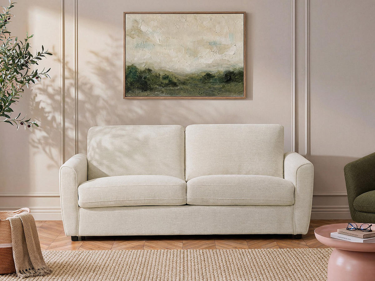 SCHLAFSOFA - 3 Personen - stoff - beige Scotimi - Beige, Textil (194/83/95cm) - Vente-Unique