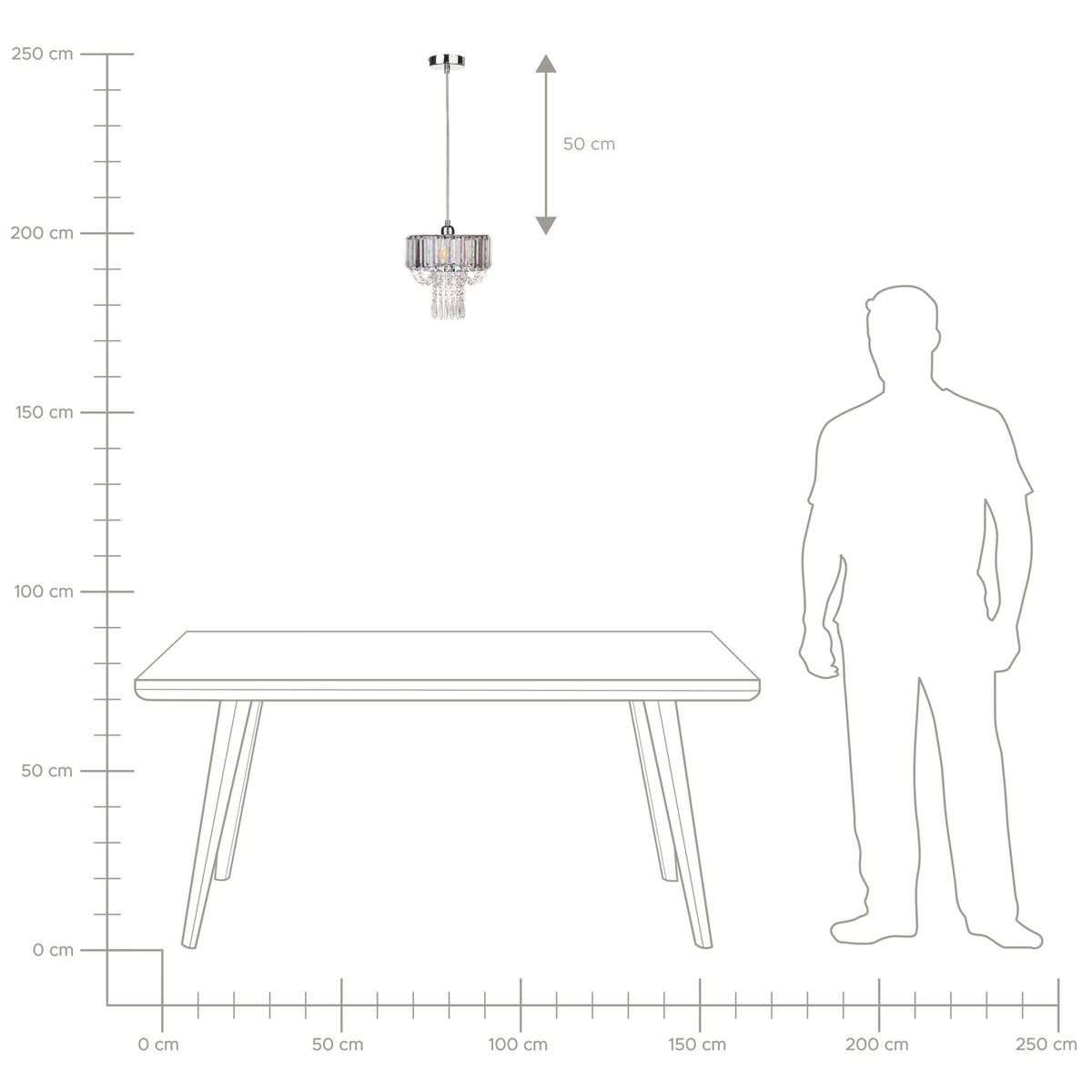 KRONLEUCHTER Adorn 24/24/83 cm - Transparent, Metall (24/24/83cm) - Beliani